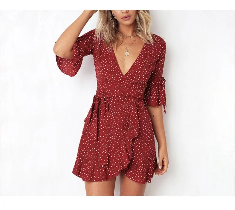 Hot Deal PIPER’S POLKA DOT WRAP MINI DRESS