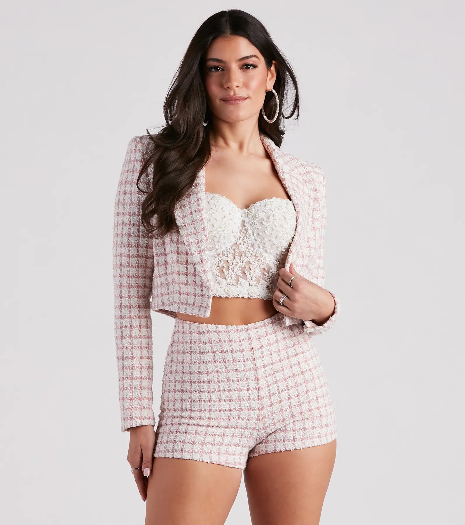 Act Now As If Moment Tweed Crop Blazer