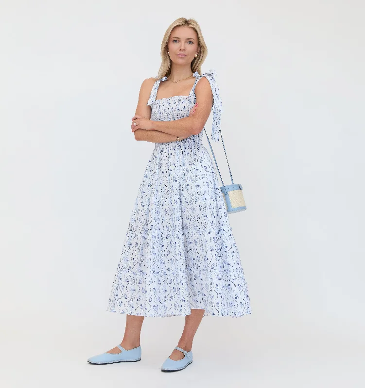 Seasonal Sale The Ribbon Ellie Nap Dress - Blue Vine Stripe