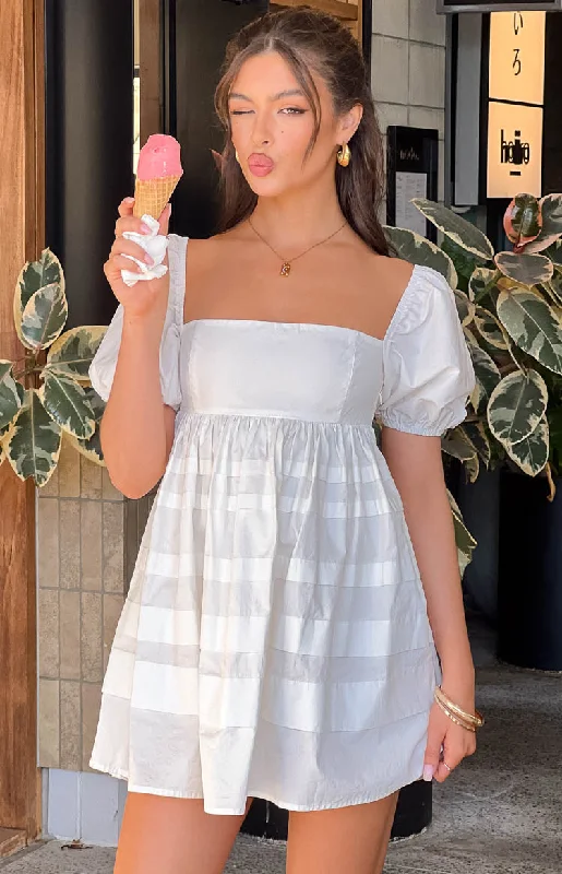 TIME-Limited Offer Cipher White Babydoll Mini Dress
