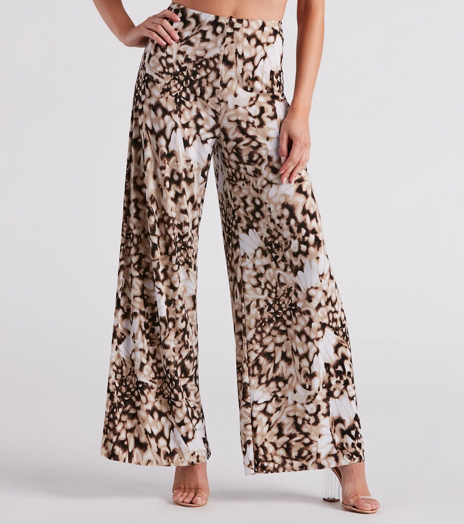 New Deals Cause Commotion Printed Wide Leg Pants