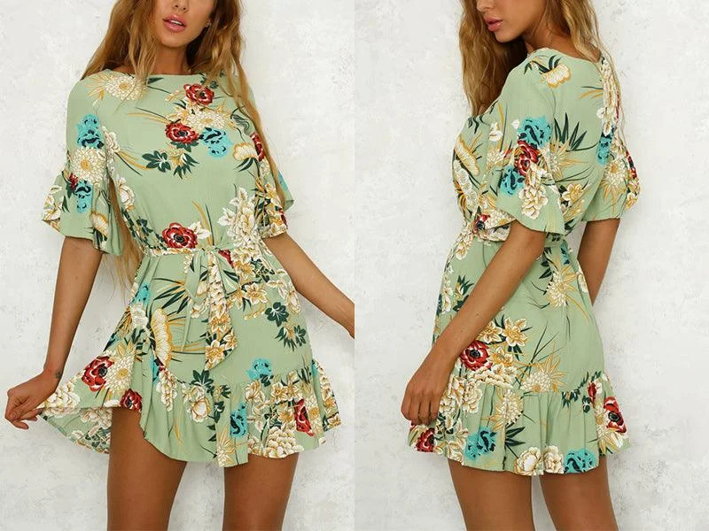 Holiday Sale FLORAL RUFFLE MINI DRESS