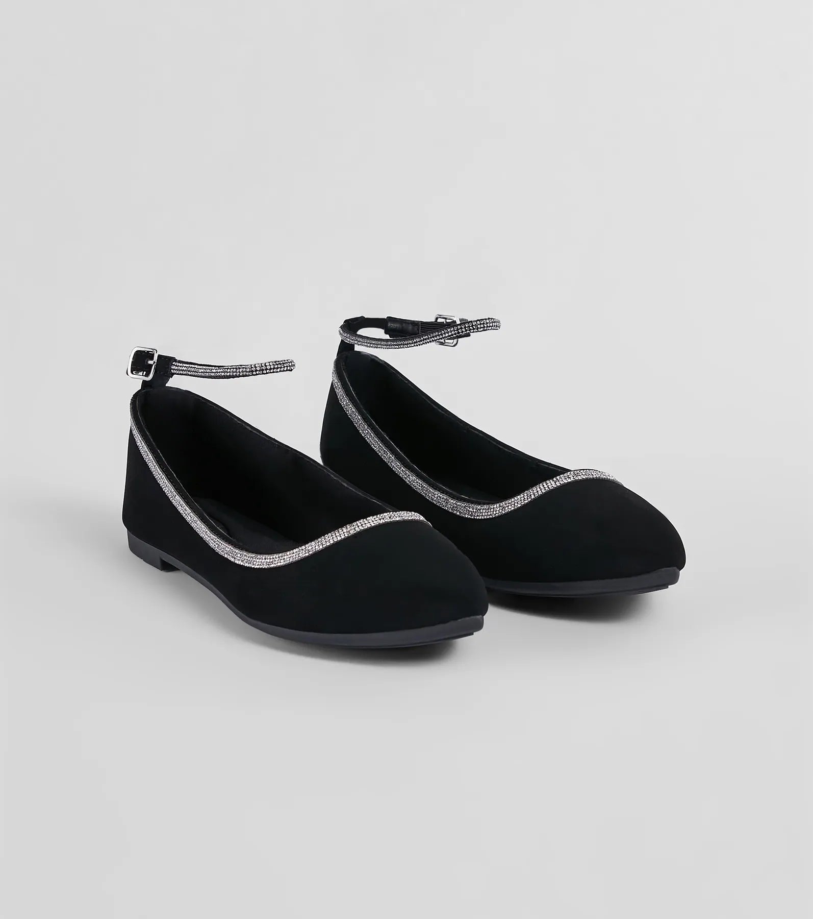 Daily Deals Poised Glamour Rhinestone Trim Ballet Flats