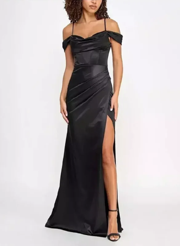 Time-Limited Offer 3 - b darlin black corseted satin gown