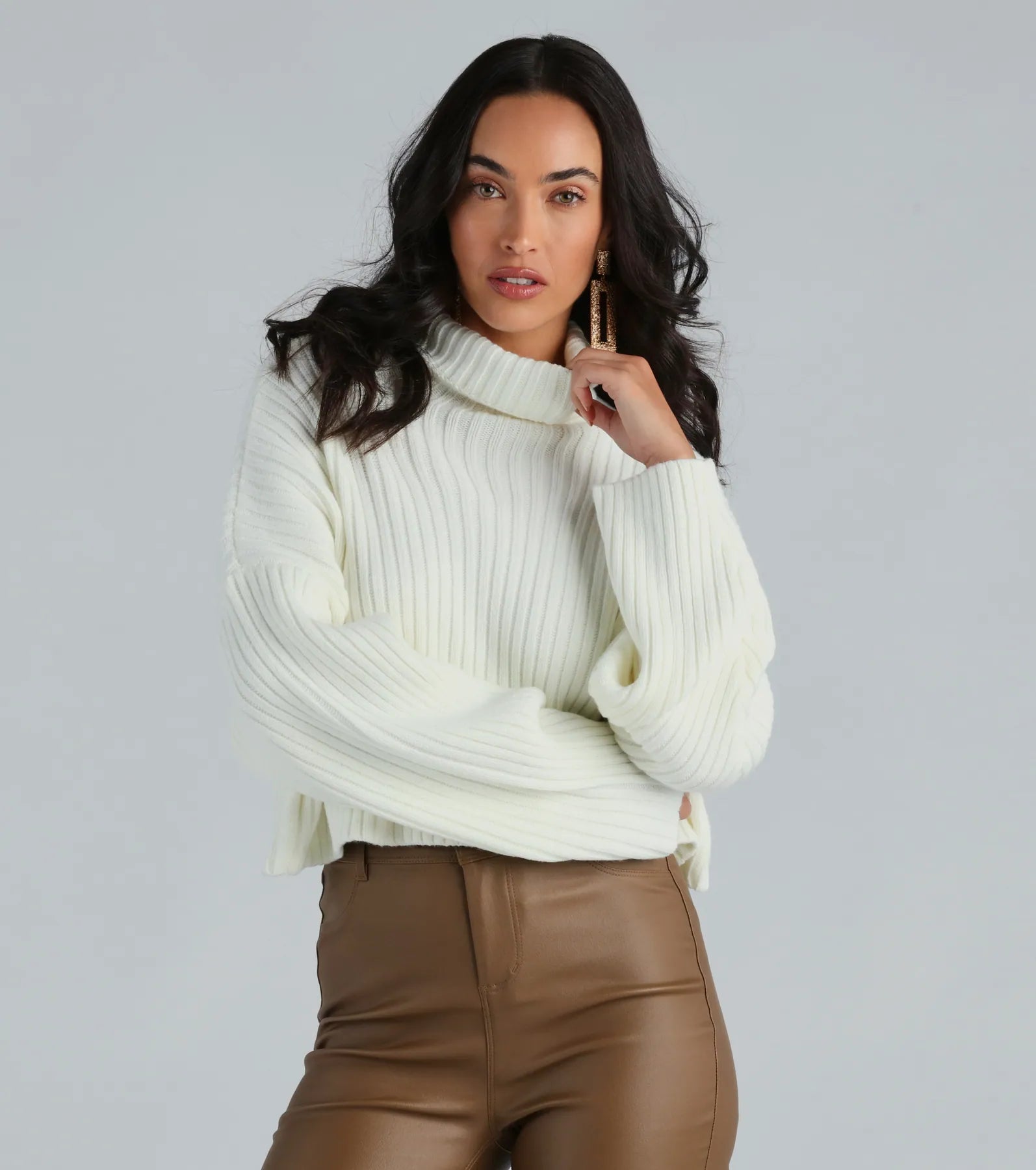 Inventory Reduction Let's Get Together Turtleneck Crop Sweater