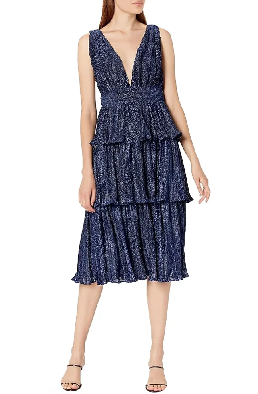 Price Rollback L - minuet navy tiered cocktail dress