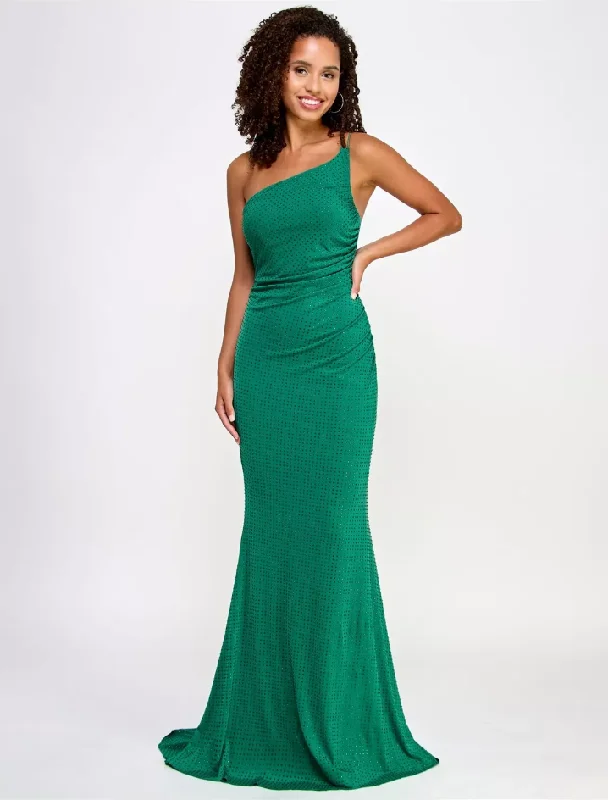 Customer Appreciation Sale 1 - crystal doll green one shoulder studded gown