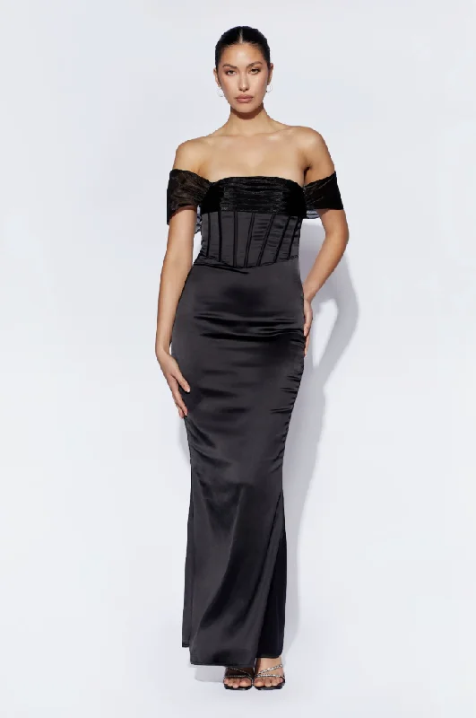 Sale Event XL - meshki black satin corset gown