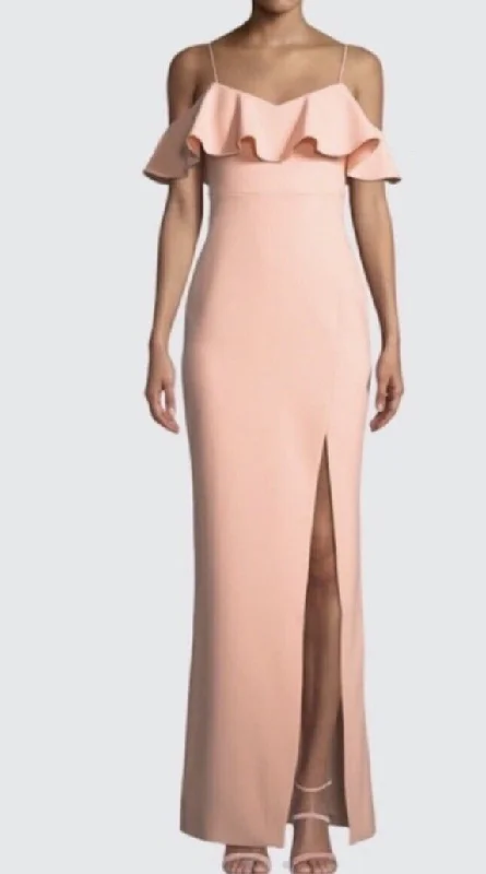 New Deals 0 - likely peach off the shoulder ruffle gown