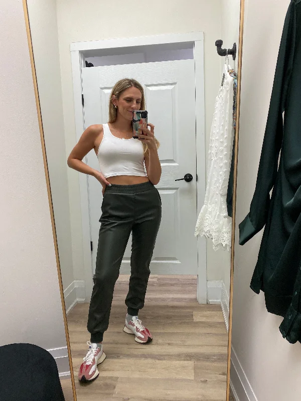 Friends and Family Sale Bella Vegan Leather Jogger | Olive