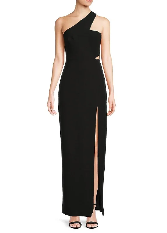 Members Only 12 - aidan mattox black one shoulder gown with cutout