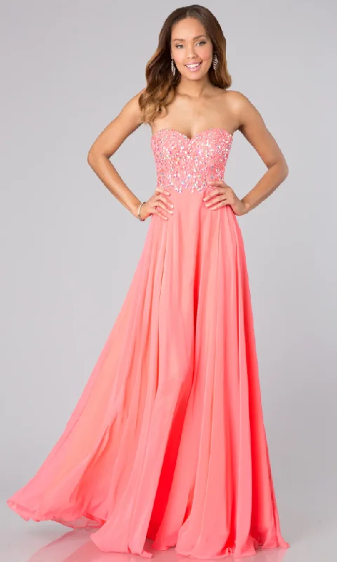 Early Access 00 - la femme pink strapless embellished chiffon gown