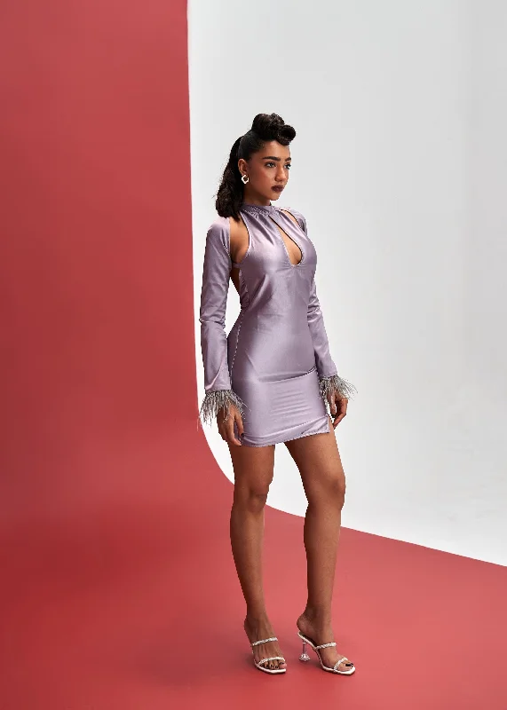 Final Sale Iolanthe Mauve Satin Mini Dress