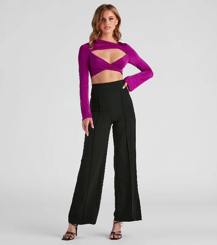 Reduced Prices So Chic Crepe Wide-Leg Pants