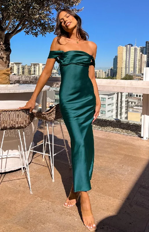 Extra Discounts Ella Teal Off Shoulder Formal Maxi Dress