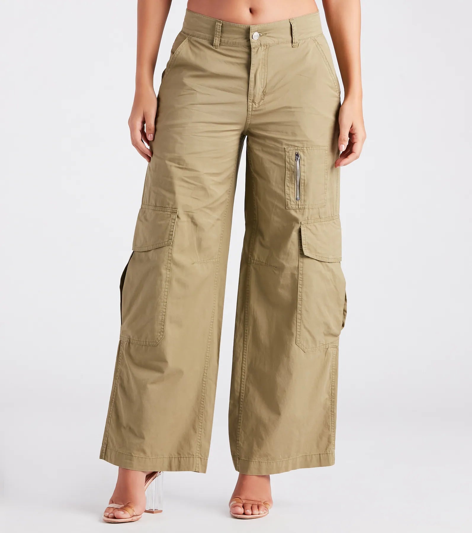 Final Markdown Serving Trendy Vibes Wide-Leg Cargo Pants