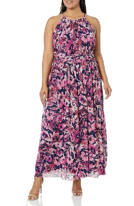 New Arrival 14 - london times navy & pink halter maxi dress