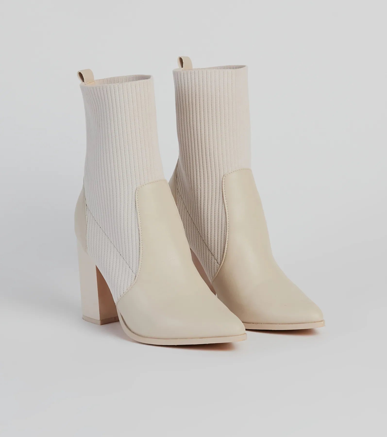 Price Drop Brand New Attitude Knit Faux Leather Booties