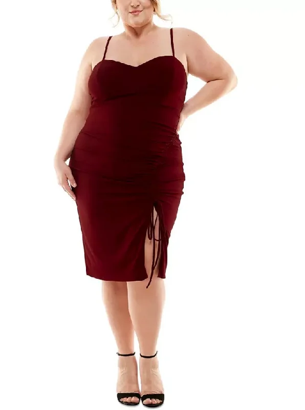 Huge Savings 16W - city studio burgundy shirred party dress