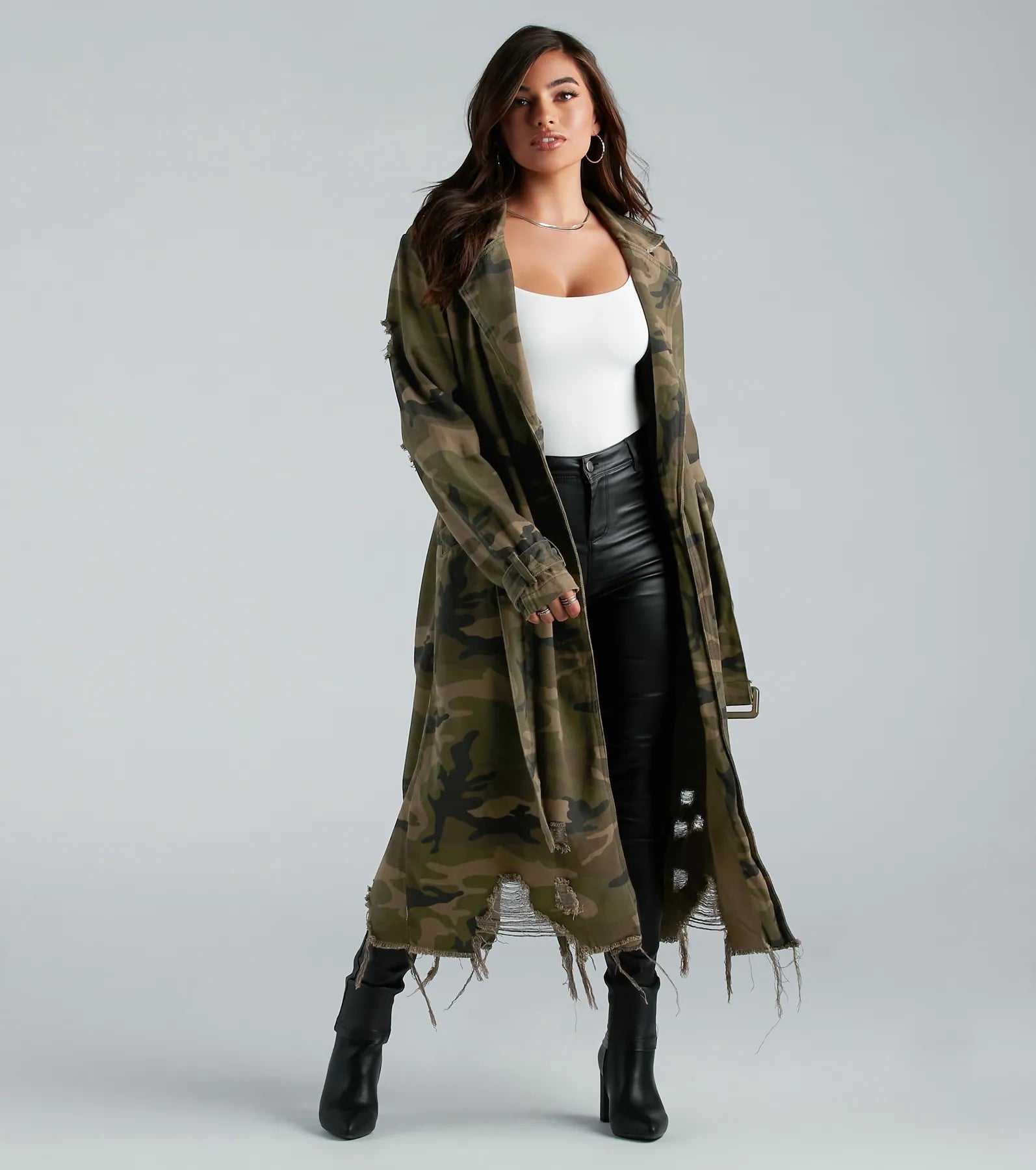 Limited Stock Salute Your Style Camouflage Belted Trench