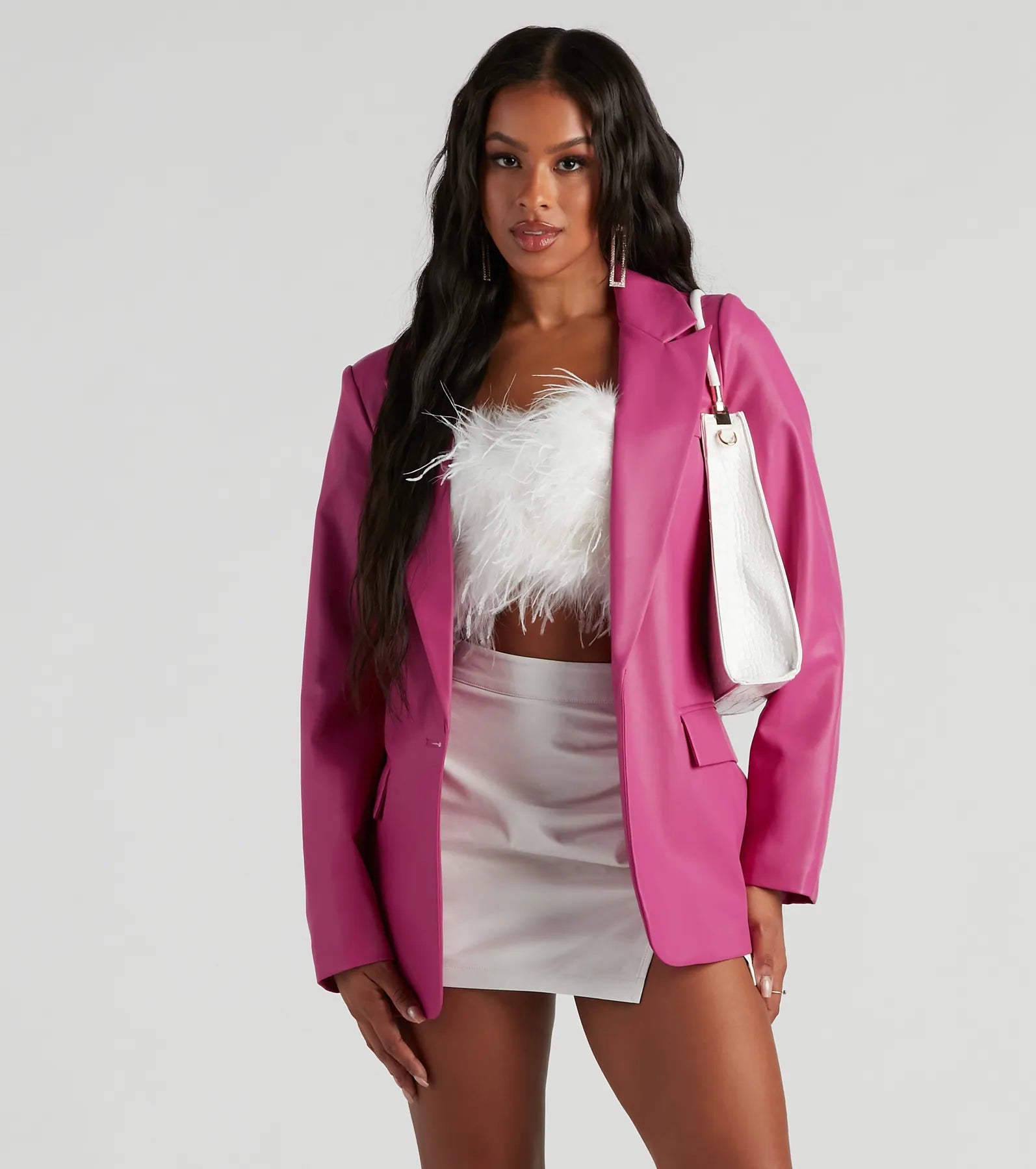 Year-End Clearance Keep It Trendy Oversized Faux Leather Blazer
