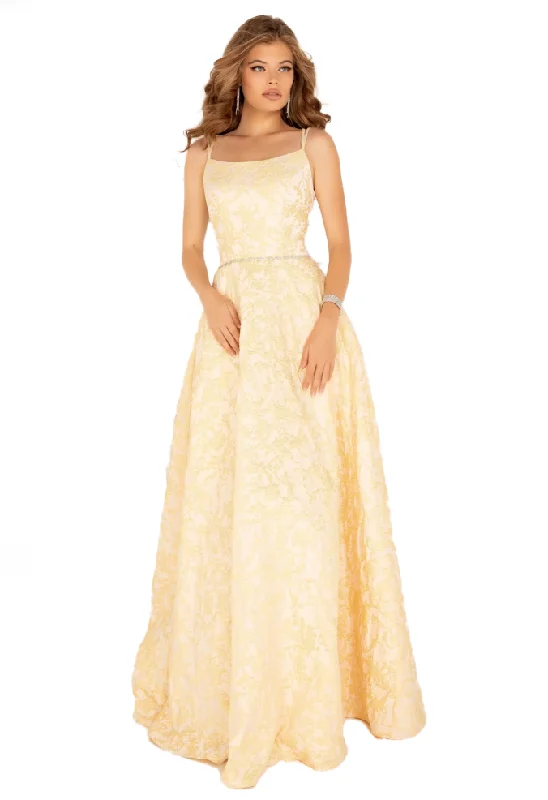 Low Prices 8 - lucci lu yellow jacquard ball gown