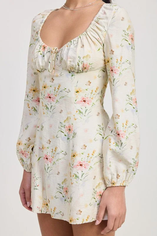 Daily Deals MINI LONG SLEEVE FLORAL DRESS