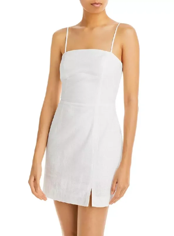 Extra Discounts S - aqua white patterned mini dress