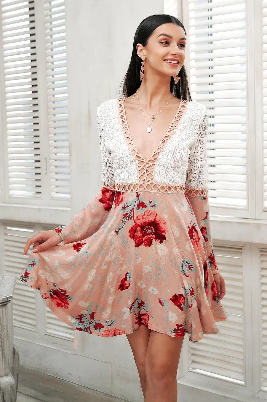 Midnight Madness CALLIE’S CROTCHET FLORAL MINI DRESS