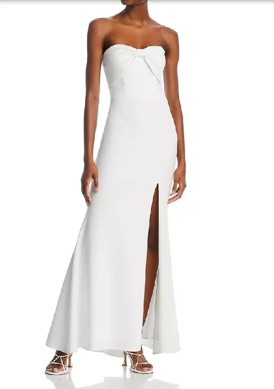 Overstock 10 - aqua white strapless bow gown