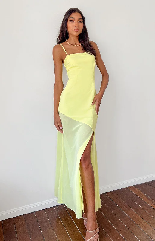 New Markdowns Karmic Yellow Chiffon Maxi Dress