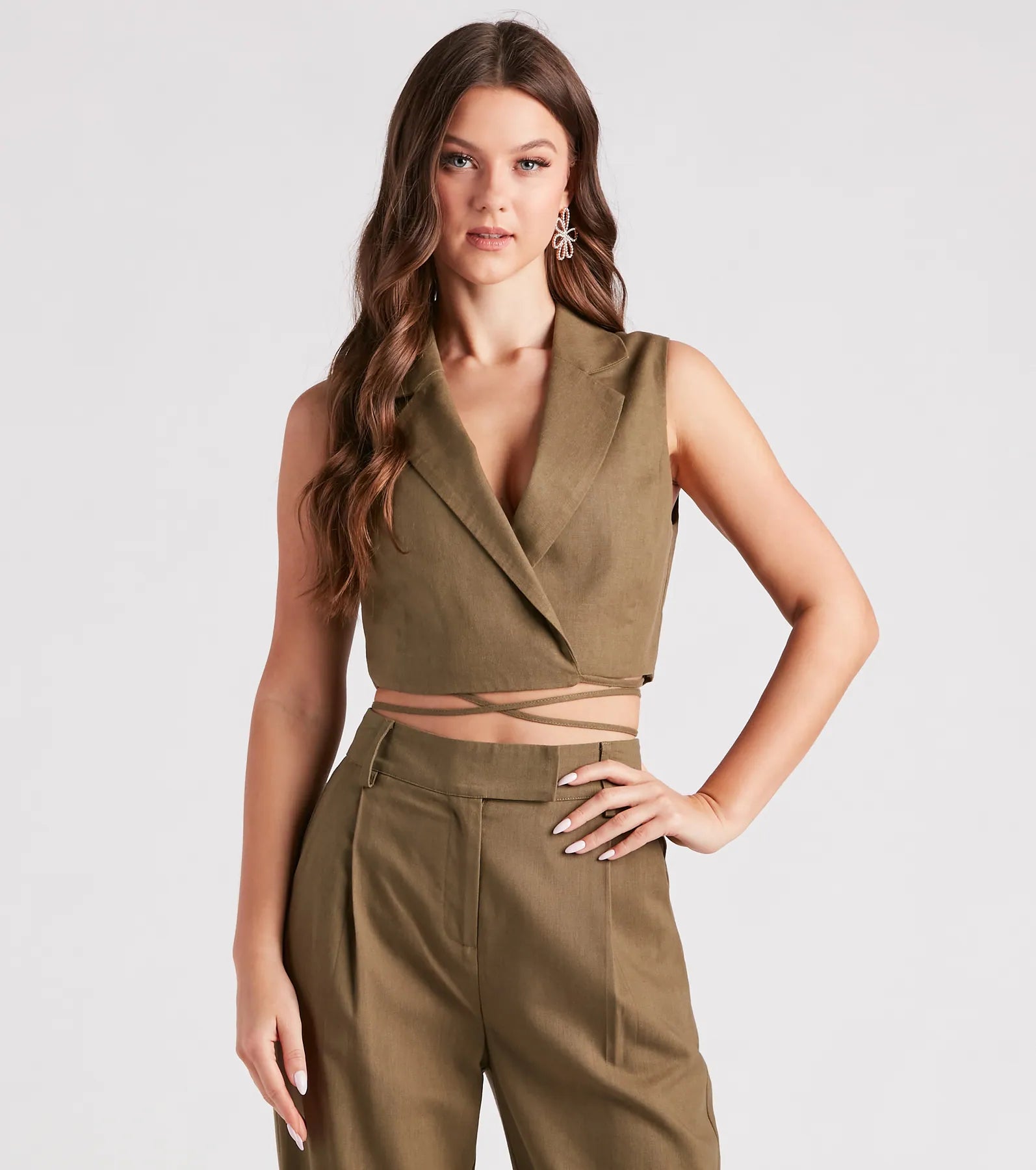 Deal Mania Make The Shift Linen Tie Waist Vest