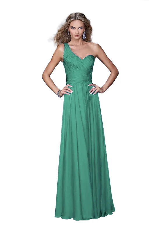 Don't Miss 2 - la femme green one shoulder flowy gown
