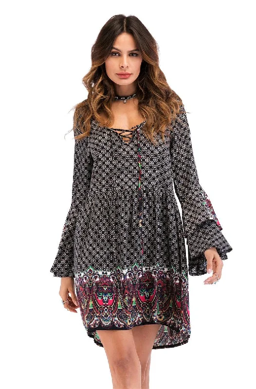 Don't Wait LYRIC’S LACE-UP FLARE DRESS