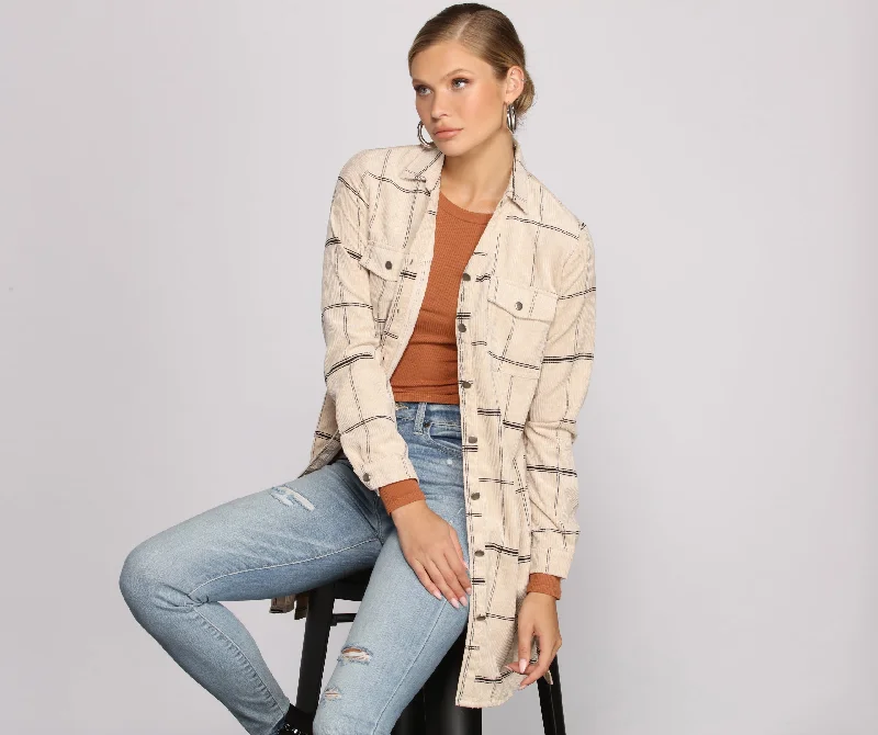 Act Now Poised in Plaid Belted Shacket