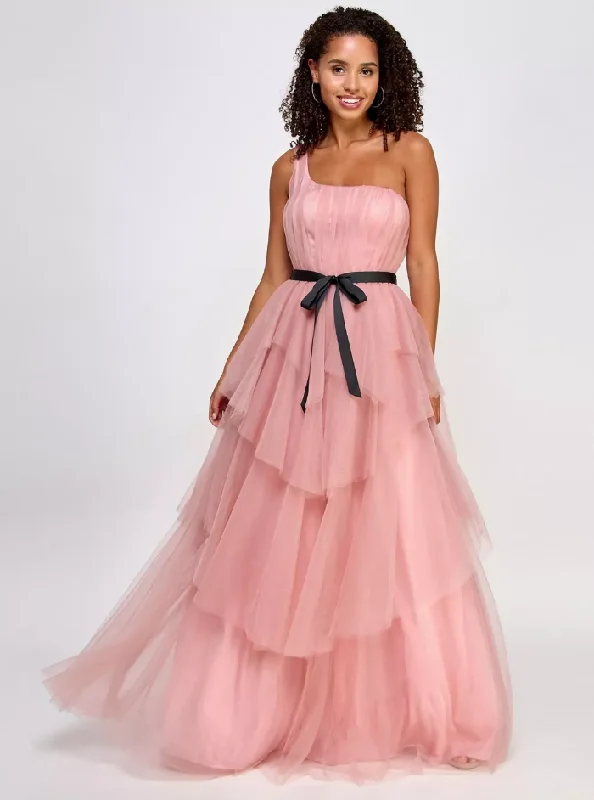 Online Exclusive 5 - city studio pink layered ruffle gown