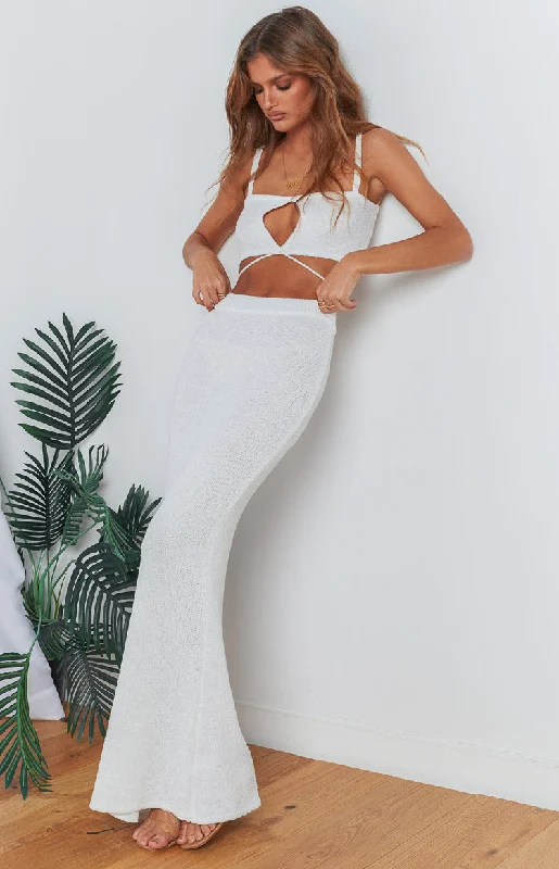 Grand Opening Sale Ellah White Knit Midi Skirt