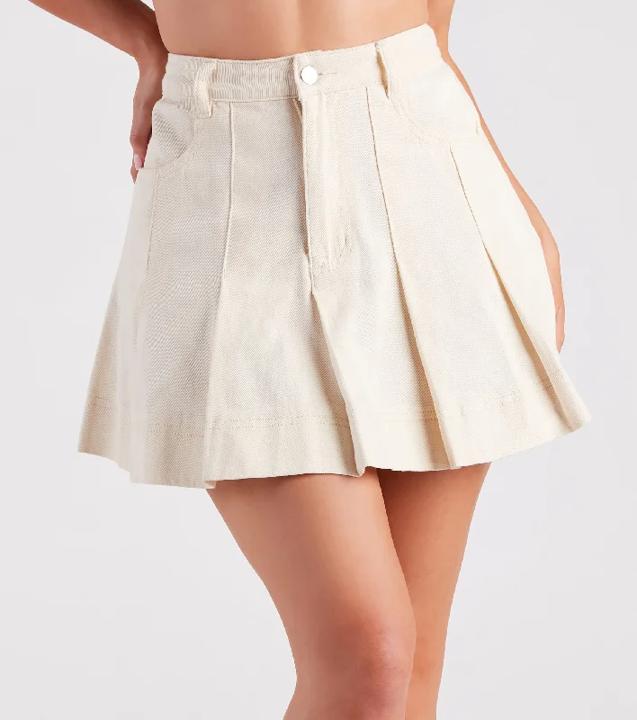 Exclusive Savings If You Pleats Denim Mini Skirt