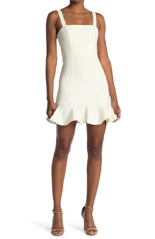 Act Now 8 - likely white square neck ruffle hem dress
