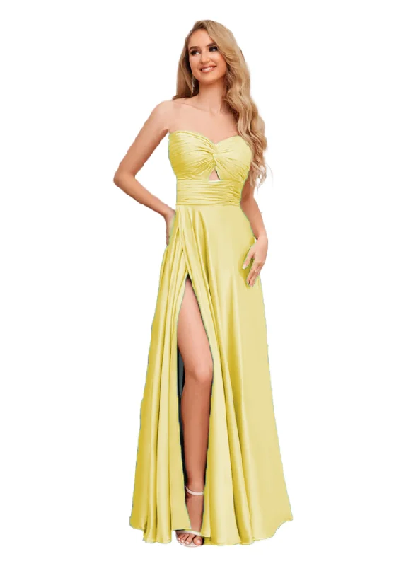 Online Only 4 - ssb yellow satin cutout gown