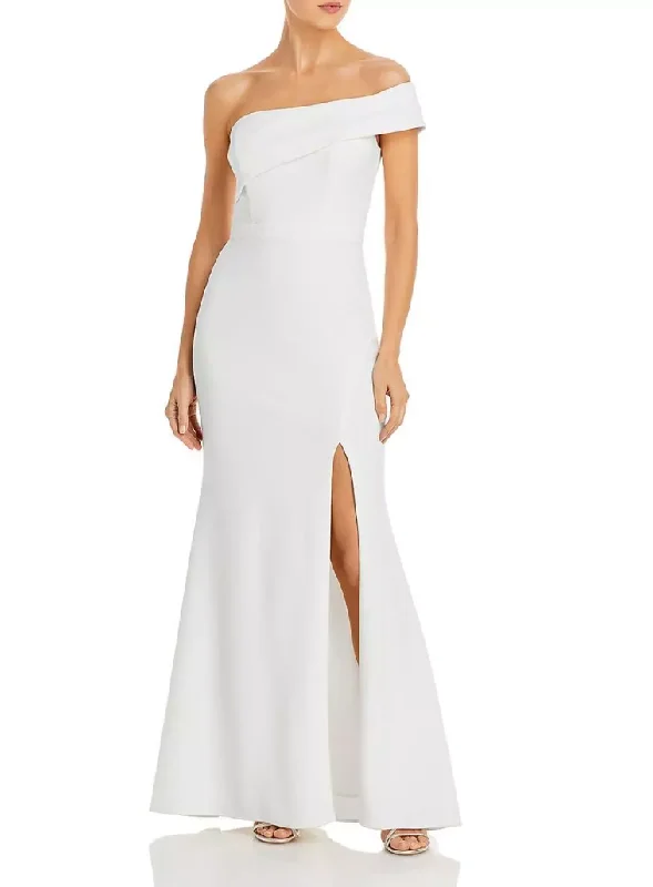 Great Deals 10 - aqua white one shoulder fitted gown
