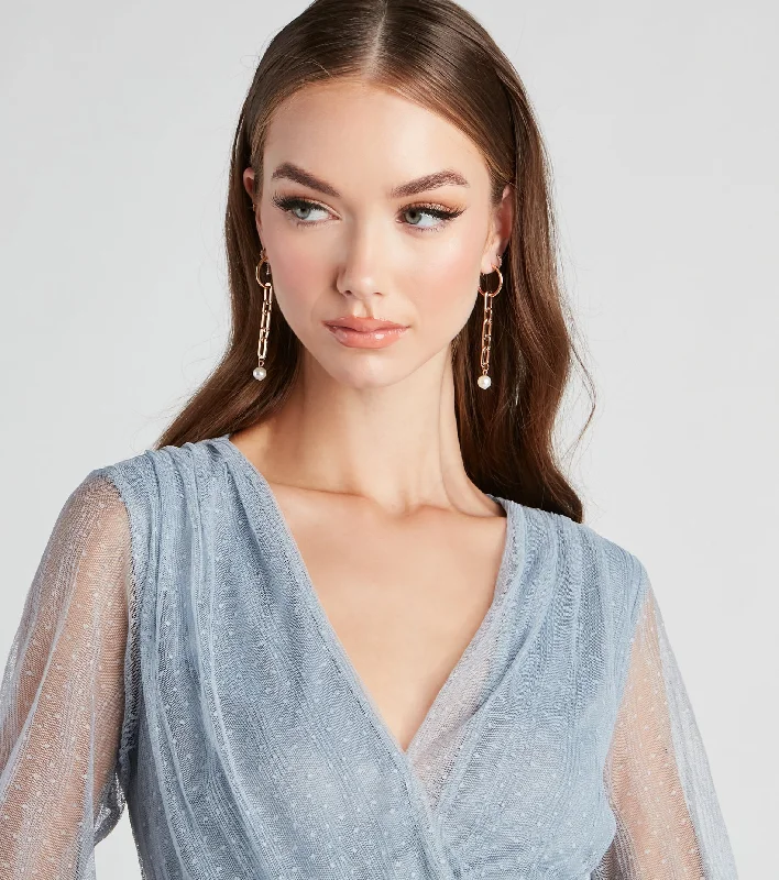 Early Access Faux Pearl Chain Link Earrings