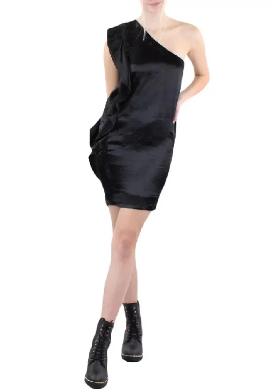 Huge Discounts M - ssb black one shoulder ruffle dress