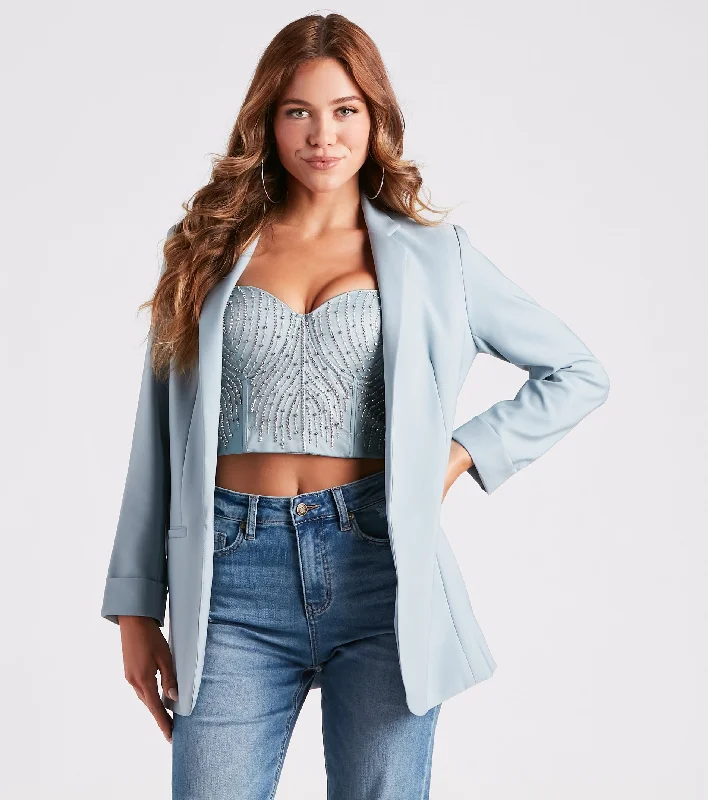Members Only Best In Office Woven Boyfriend Blazer