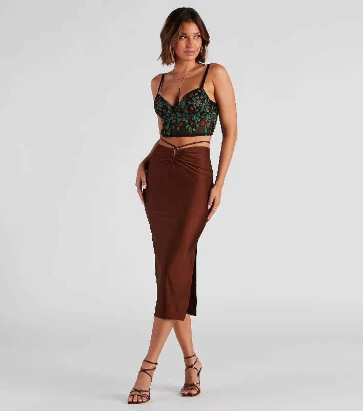 New Deals Major It-Girl Satin Midi Skirt