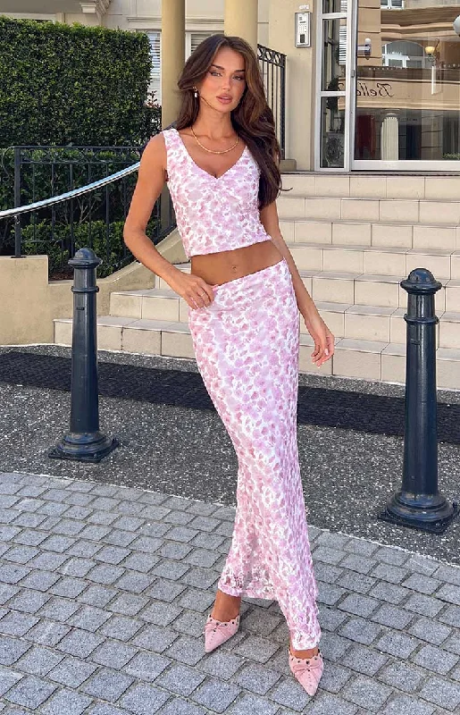 Today's Special Peony Paradise Pink Lace Maxi Skirt