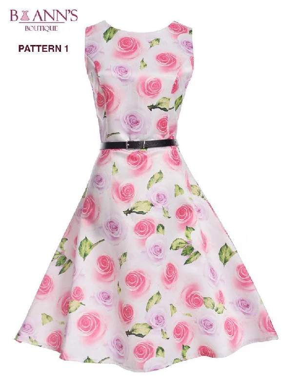 Amazing Deals RETRO FLORAL A-LINE DRESS