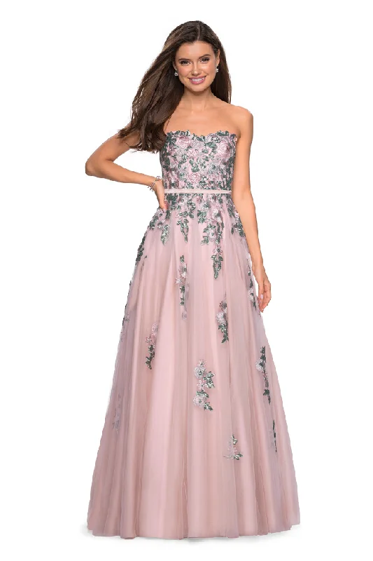 Super Bargain 8 - la femme pink floral embroidered tulle ball gown