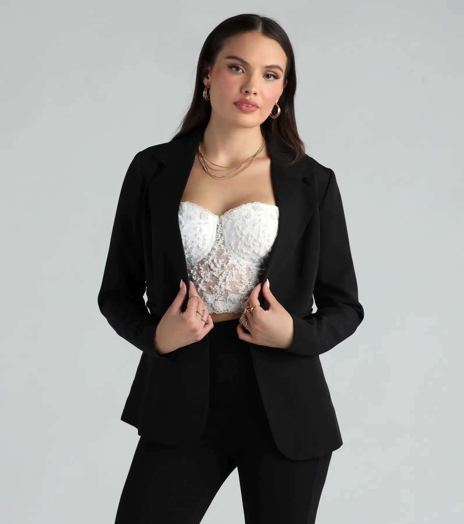 Discount Days Business Classy Woven Ruched Blazer