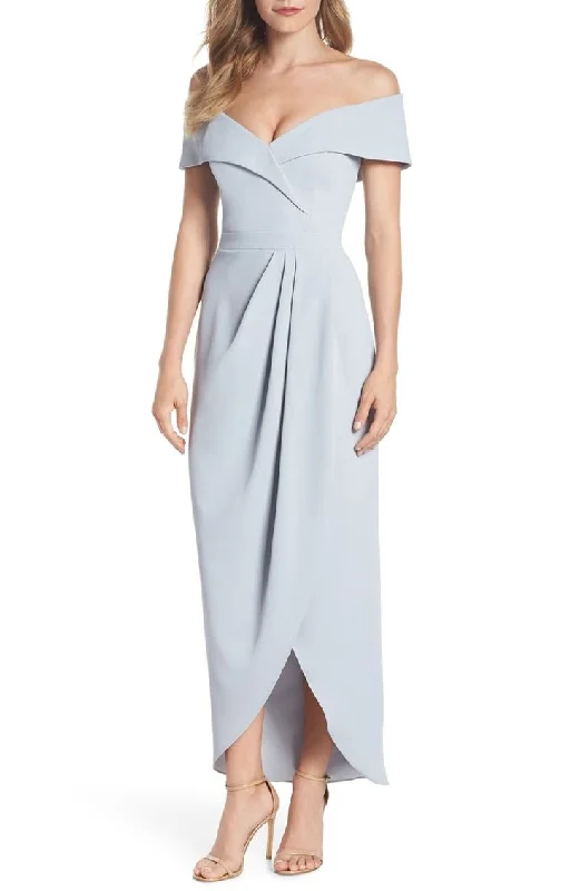 Limited Availability 12 - xscape light blue off the shoulder tulip hem midi dress